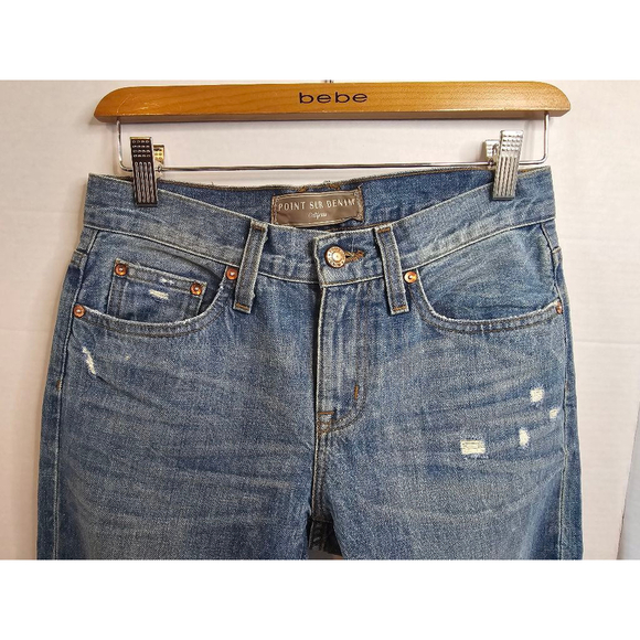 J.Crew Point Sur Jeans "Destroyed Klutey" SZ 24 Blue Distressed Straight - Picture 3 of 14